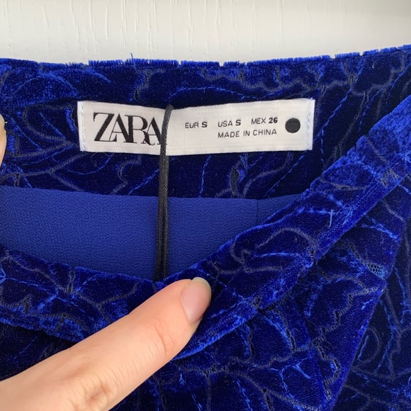 Royal Blue Patterned Velvet Skirt - Picture 12 of 17